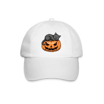 Sleepy Cat Halloween Design - Baseball Cap - white/white - Front