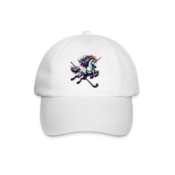 Eishockey Einhorn Mit Schläger Fantasy Power - Baseball Cap - white/white - Front