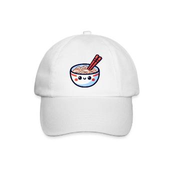 Kawaii Ramen Schüssel mit Essstäbchen - Baseballkappe - Weiß/Weiß - Vorne