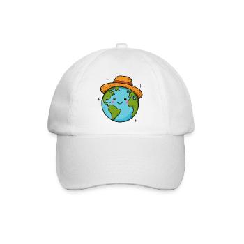 Kawaii Earth in Hat - Baseball Cap - white/white - Front