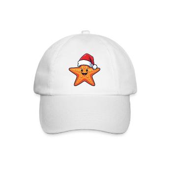 Cartoon Seestern mit Weihnachtsmütze - Baseballkappe - Weiß/Weiß - Vorne