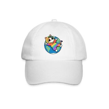 Regenbogenkatze auf dem Planeten Erde - Baseballkappe - Weiß/Weiß - Vorne