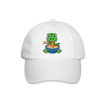 Funny Ramen Noodle Green Dinosaur  - Baseball Cap - white/white - Front