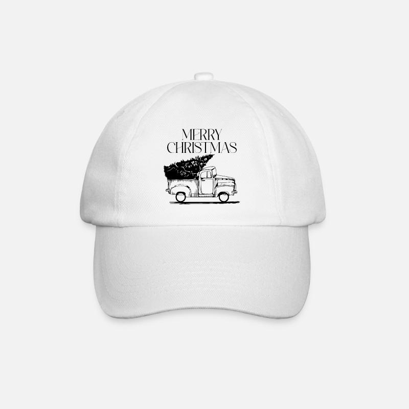 Car with christmas tree - modern christmas design - Baseball Cap - white/white
