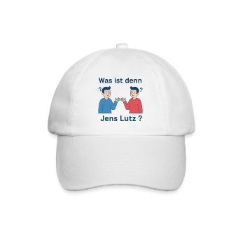 Was ist denn Jens Lutz? - Baseballkappe - Weiß/Weiß - Vorne