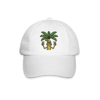 Funny Musa banana palm tree cartoon peace summer - Baseball Cap - white/white - Front