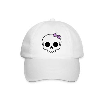 Süßer Totenkopf mit Schleife | Girly Goth - Baseballkappe - Weiß/Weiß - Vorne
