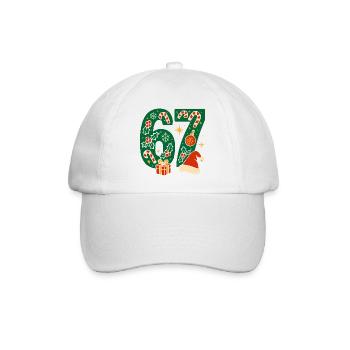 Weihnachten 6-7 Spaß 67 Zahl 6 7 Xmas Sechs Sieben - Baseballkappe - Weiß/Weiß - Vorne