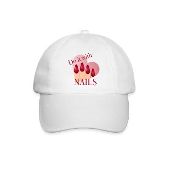 Faites-le avec des ongles – design d’ongles rouges avec cœur - Casquette classique - blanc/blanc - Devant