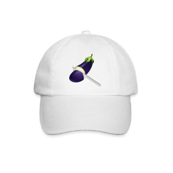 Aubergine lumineuse avec couteau de cuisine - Casquette classique - blanc/blanc - Devant