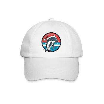 Dolphin with Santa hat - Baseball Cap - white/white - Front