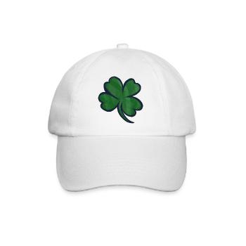 Watercolor Shamrock Clover Print - Baseball Cap - white/white - Front