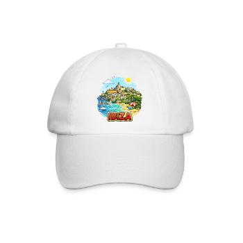 Ibiza Coastal Paradise Illustration - Baseball Cap - white/white - Front