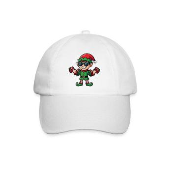 Weihnachtself-Gewichtheber-Fitnessstudio für Männe - Baseballkappe - Weiß/Weiß - Vorne