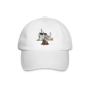 Bayerisches Pin-up für Neuschwanstein - Baseballkappe - Weiß/Weiß - Vorne