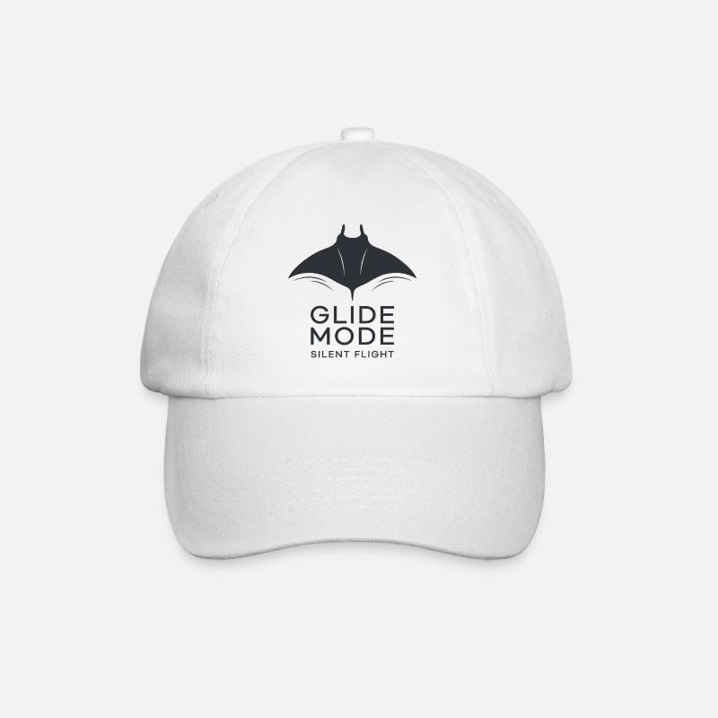 GLIDE MODE – minimalistische Mantarochen-Silhouett - Baseballkappe - Weiß/Weiß