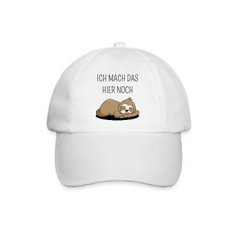 Lustiges Faultier-Shirt "Ich mach das hier noch" - Baseballkappe - Weiß/Weiß - Vorne