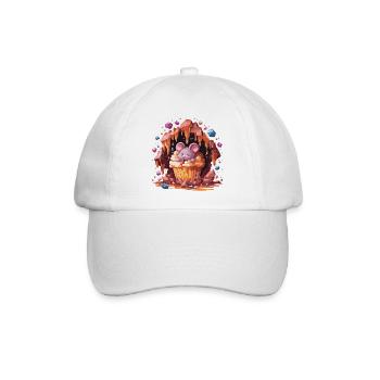 Souris dans un cupcake en cristal - Casquette classique - blanc/blanc - Devant