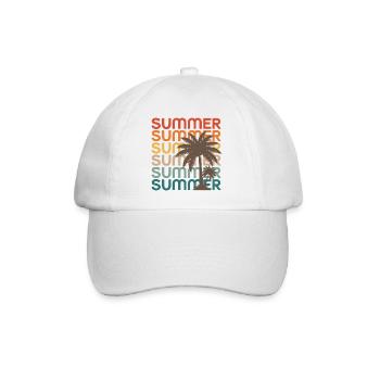 Retro Sommer Palmen Sonnenuntergang Vibes - Baseballkappe - Weiß/Weiß - Vorne