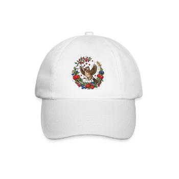 Cheerful bird in a berry wreath - Baseball Cap - white/white - Front