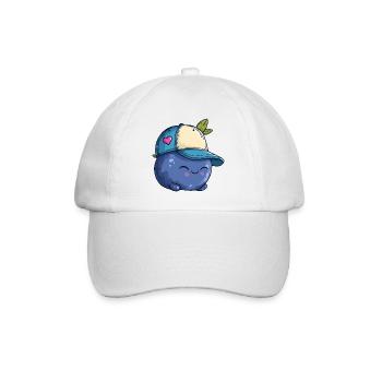 Kawaii Blaubeere mit Cap - Baseballkappe - Weiß/Weiß - Vorne