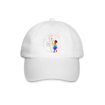 Regenbogen Mädchen mit Pusteblume - Baseballkappe - Weiß/Weiß - Vorne