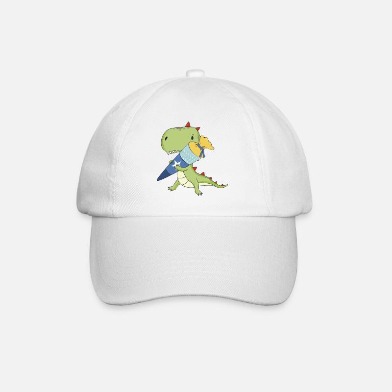 Dino mit Schultüte - Baseballkappe - Weiß/Weiß