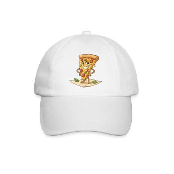 Naughty Pizza Slice Cartoon - Baseball Cap - white/white - Front