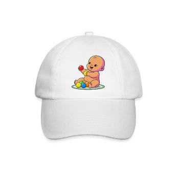 Cheerful Baby with Colorful Balls - Baseball Cap - white/white - Front
