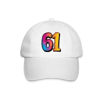 61 Zahl Bunt - Baseballkappe - Weiß/Weiß - Vorne