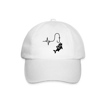 Herzschlag Angeln Fisch Silhouette - Baseballkappe - Weiß/Weiß - Vorne