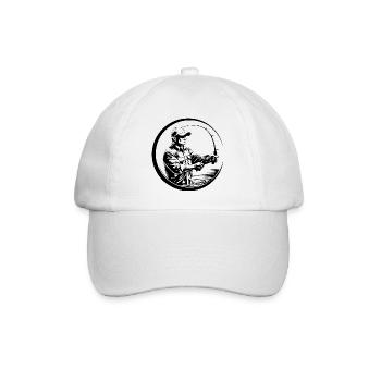 Fishing Man Silhouette - Baseball Cap - white/white - Front
