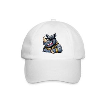 Rhino street style with gold chain - Baseball Cap - white/white - Front