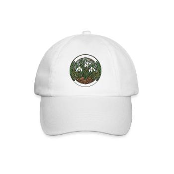 Schneeglöckchen im Art Nouveau Kreis - Baseballkappe - Weiß/Weiß - Vorne