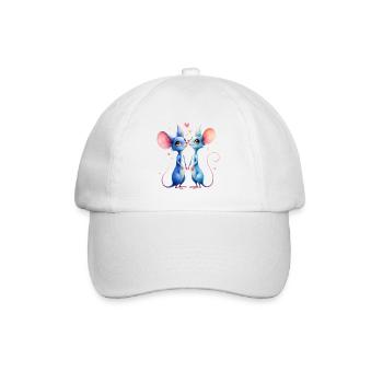 Blaue Mäuse verliebt - Baseballkappe - Weiß/Weiß - Vorne