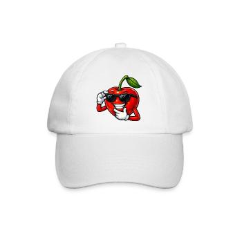 Coole Kirsche Cartoon Comic Obst Design - Baseballkappe - Weiß/Weiß - Vorne
