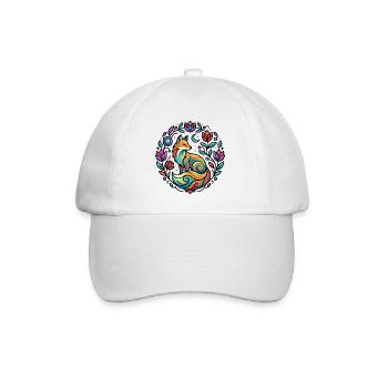Stylish Fox Moon Roses Vines Stars Mandala - Baseball Cap - white/white - Front
