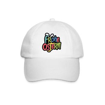 Frohe Ostern Bunny Typo Farbspiel - Baseballkappe - Weiß/Weiß - Vorne