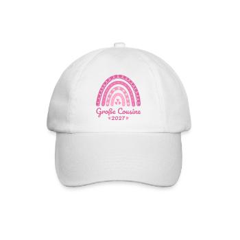 Große Cousine 2027 Boho Regenbogen rosa - Baseballkappe - Weiß/Weiß - Vorne