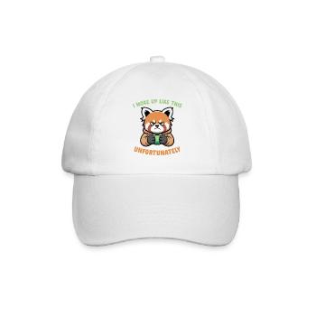 Mürrischer Panda mit Kaffee - Morgenmuffel - Baseballkappe - Weiß/Weiß - Vorne