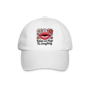 Kisses and hugs heal everything - Baseball Cap - white/white - Front