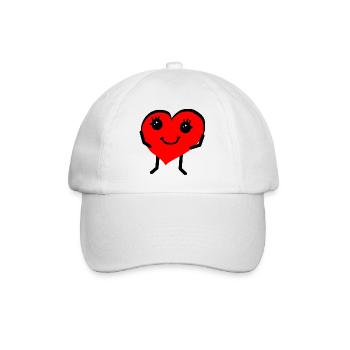 Rotes Herz lächeln Kawaii Charakter Valentin - Baseballkappe - Weiß/Weiß - Vorne