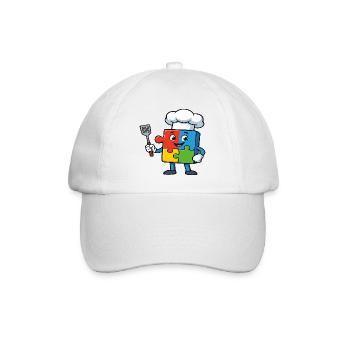 Puzzle Piece Chef Maskottchen - Baseballkappe - Weiß/Weiß - Vorne