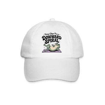 Abwärts spiralförmiges Frosch-Yoga-Meme - Baseballkappe - Weiß/Weiß - Vorne