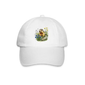 Alpine Marmot Edelweiss Natural Watercolor - Baseball Cap - white/white - Front