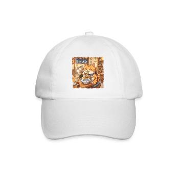Kawaii Ramen Cat Retro Japanese Noodles Artwork - Baseball Cap - white/white - Front