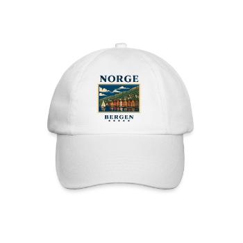 Norwegen Bergen Vintage Reisemarke - Baseballkappe - Weiß/Weiß - Vorne