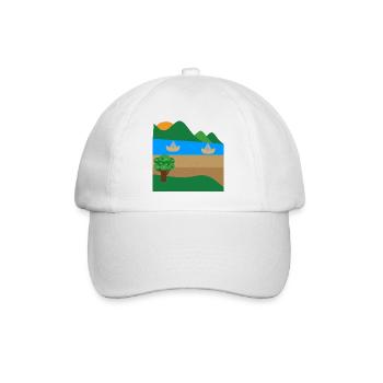 Bateaux au bord du lac et montagnes - Casquette classique - blanc/blanc - Devant
