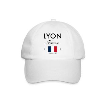 Lyon Frankreich Koordinaten Reise Souvenir - Baseballkappe - Weiß/Weiß - Vorne