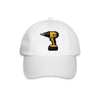 Pixel-Bohrer Retro-Werkzeug-Design - Baseballkappe - Weiß/Weiß - Vorne
